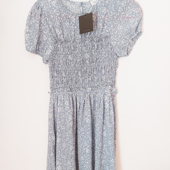 NWT Lelis Mini Dress in Light Blue Smocked Bodice Size S - Picture 5 of 7